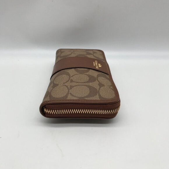 Coach Brown Coated Canvas & Leather Accordion Wallet - Picture 3 of 10
